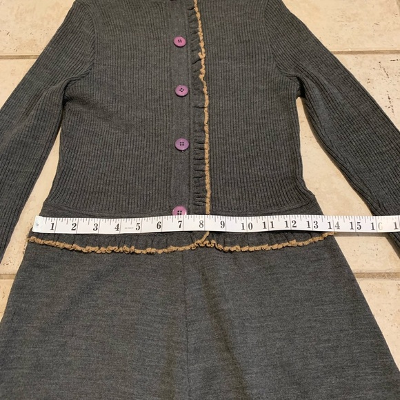 Vintage 70s Roncelli Knit Maxi Sweater Dress - Cardigan Look, Gray Wool Blend 12 - Picture 7 of 8